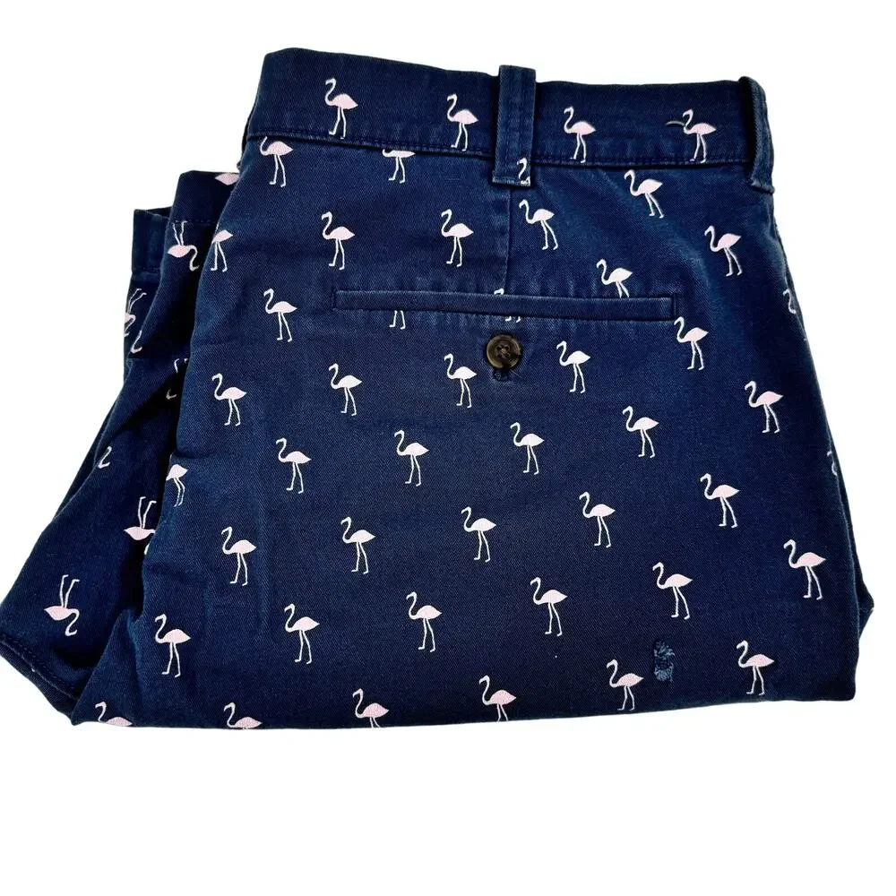 J‎ Crew Shorts Mens 36 Flamingo Chino Blue Pink + Pockets Coastal Preppy